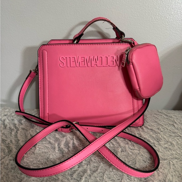 Steve Madden Vibrant Pink Crossbody with Mini Pouch - Picture 1 of 11